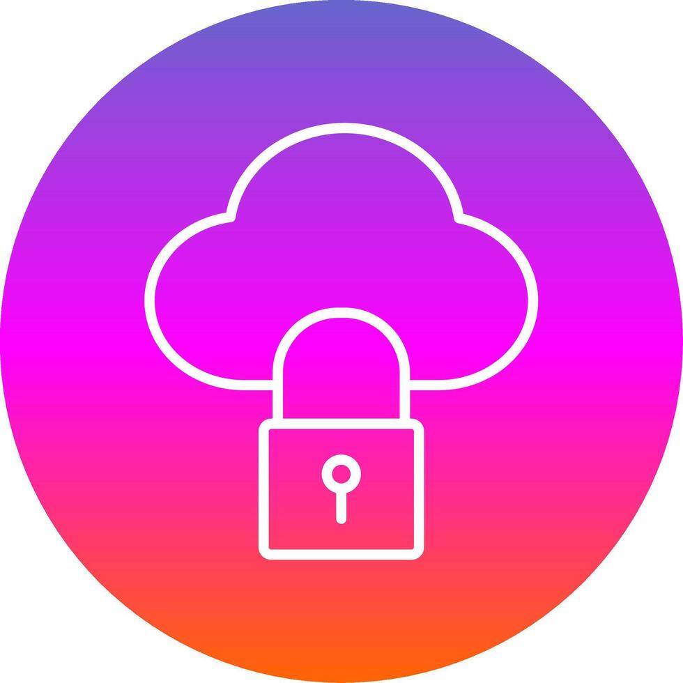 Cloud Lock Line Gradient Circle Icon vector