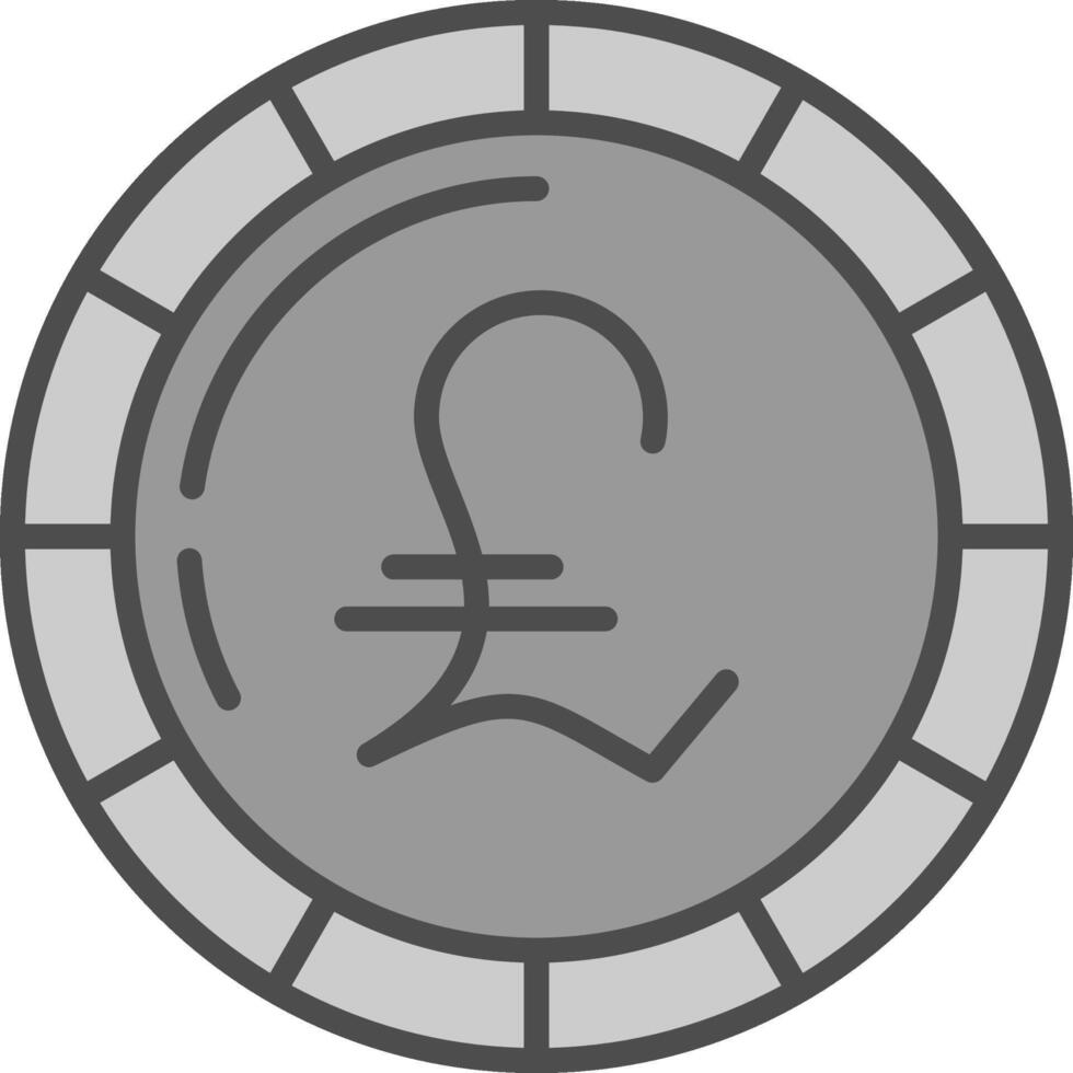 Pound Coin Line Filled Greyscale Icon Design vector