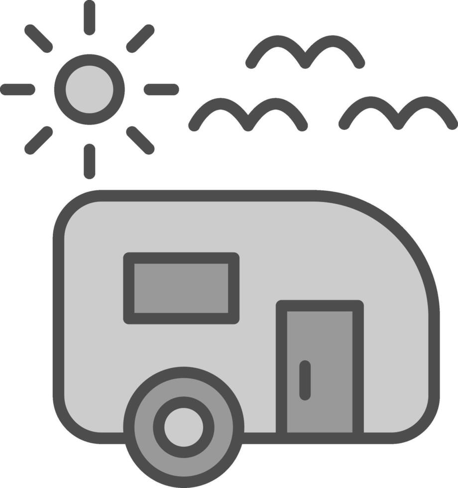Trailer park Line Filled Greyscale Icon Design vector