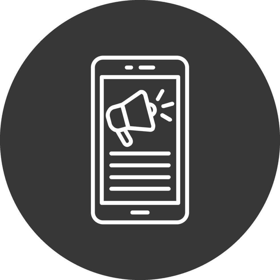 Mobile Phone Line Inverted Icon Design vector