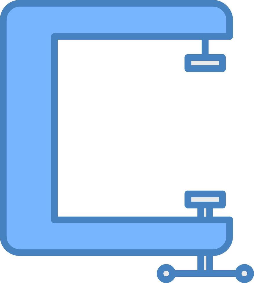 C Clamp Line Filled Blue Icon vector