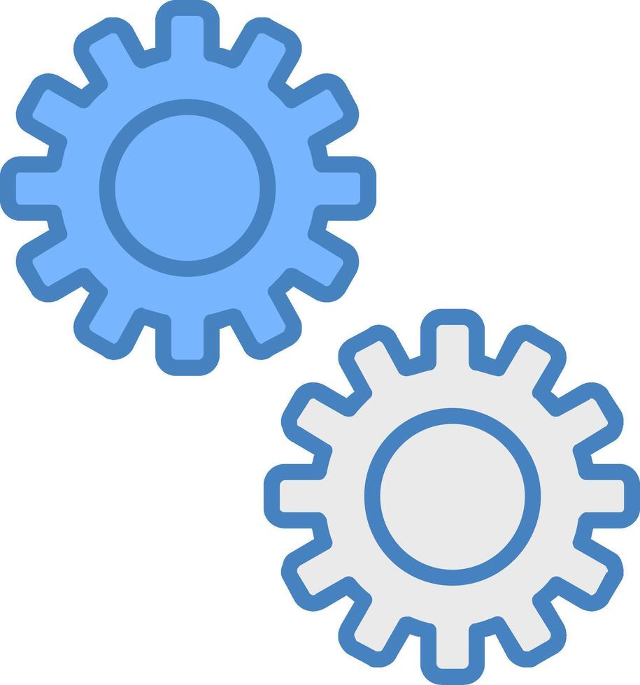 Cogwheel Line Filled Blue Icon vector