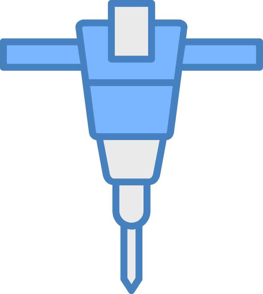 Jackhammer Line Filled Blue Icon vector