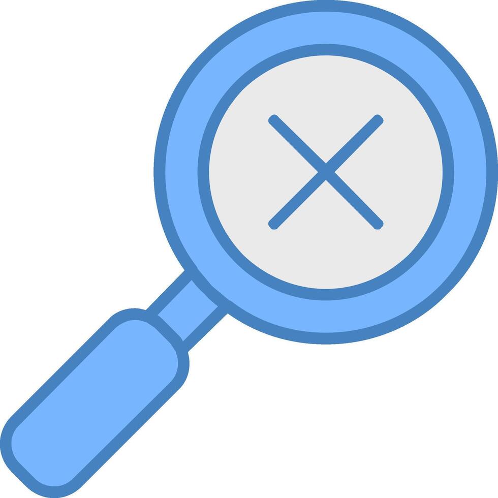 Cross Search Line Filled Blue Icon vector