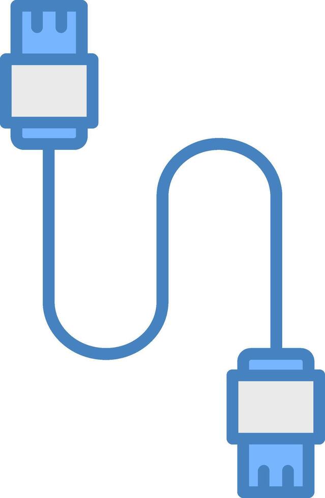 Database Cable Line Filled Blue Icon vector