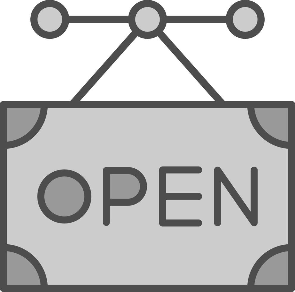 Open Sign Line Filled Greyscale Icon Design vector