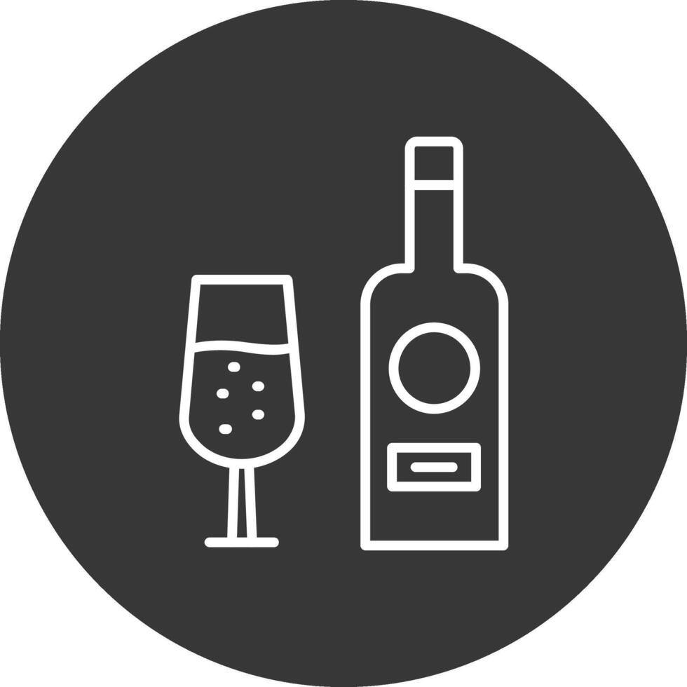 vino botella línea invertido icono diseño vector