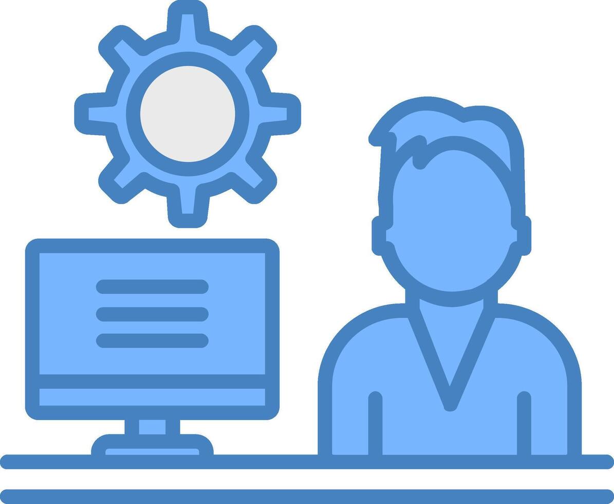 Admin Work Line Filled Blue Icon vector