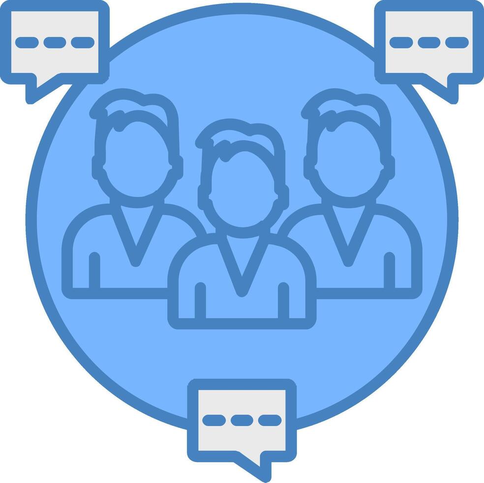 Seo Group Chat Line Filled Blue Icon vector