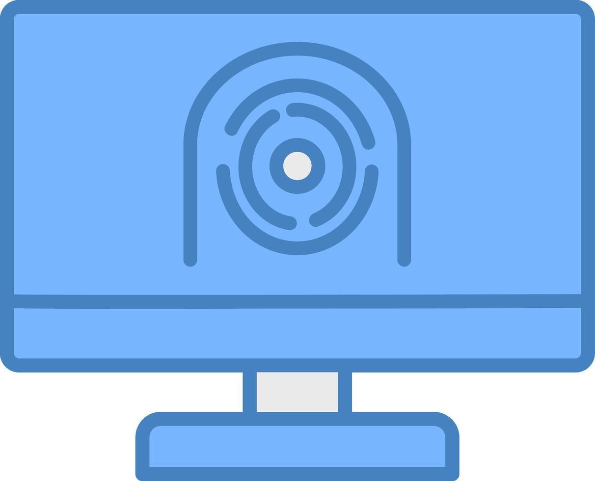 Security Computer Faceprint Line Filled Blue Icon vector