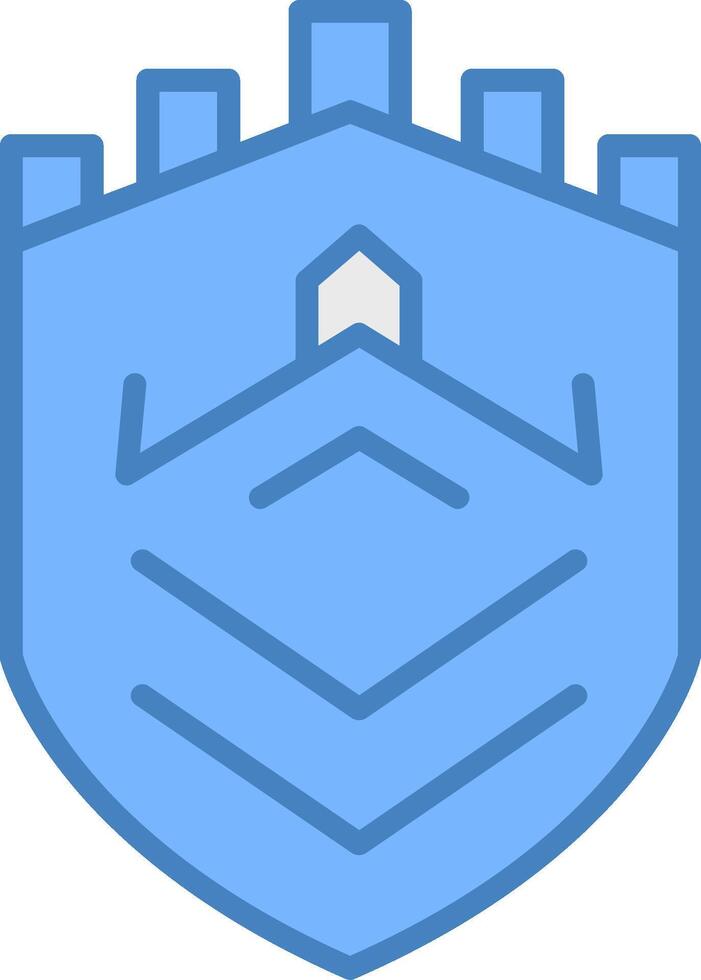 Security Castle Tech Line Filled Blue Icon vector