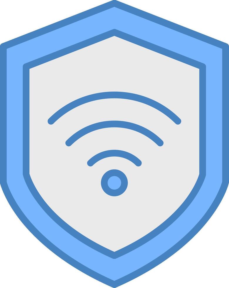 Wifi seguridad línea lleno azul icono vector