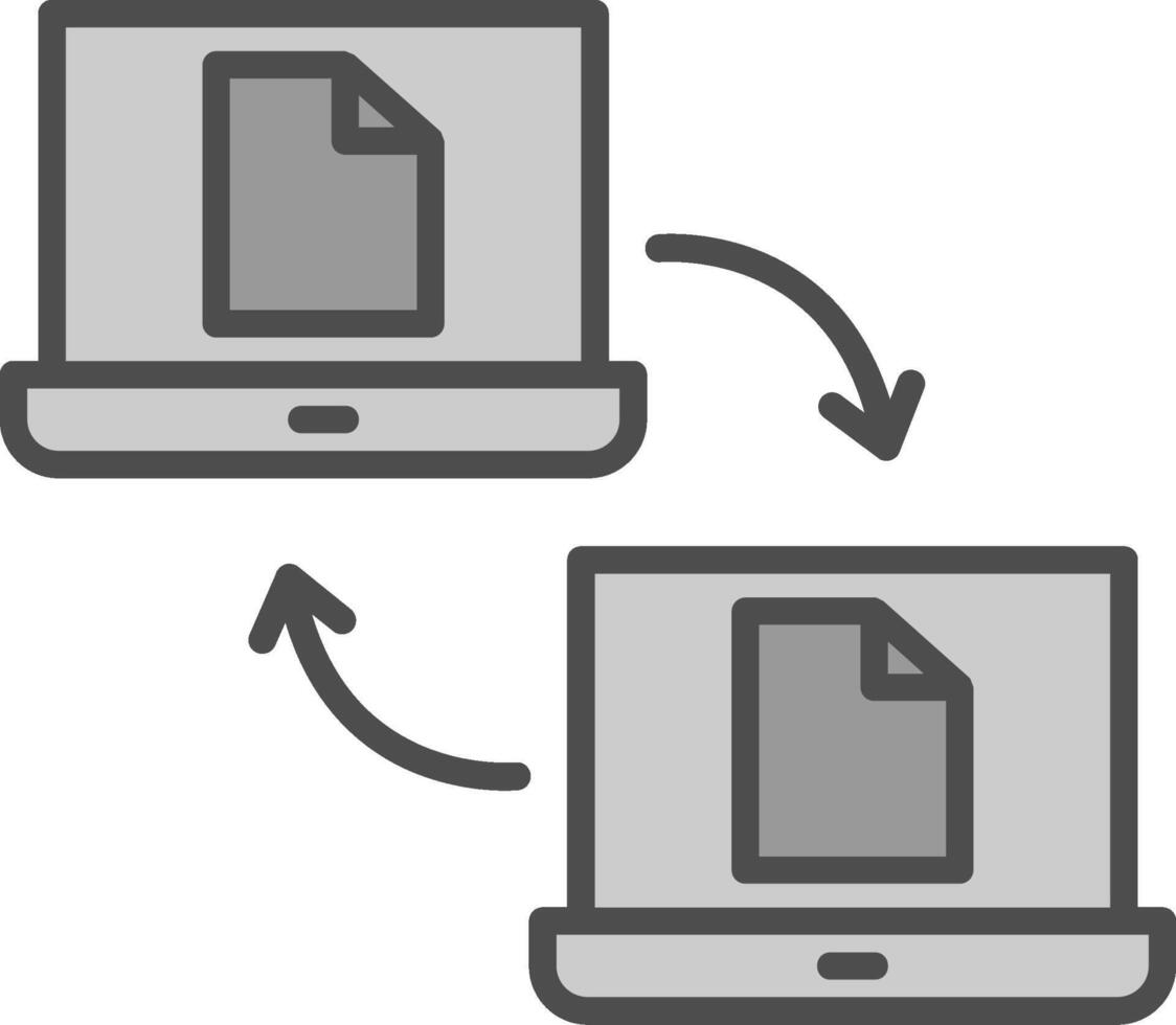 Data Sharing Line Filled Greyscale Icon Design vector