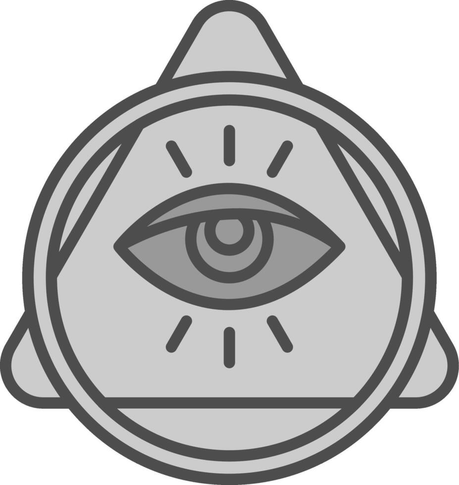 ojo de providencia línea lleno escala de grises icono diseño vector