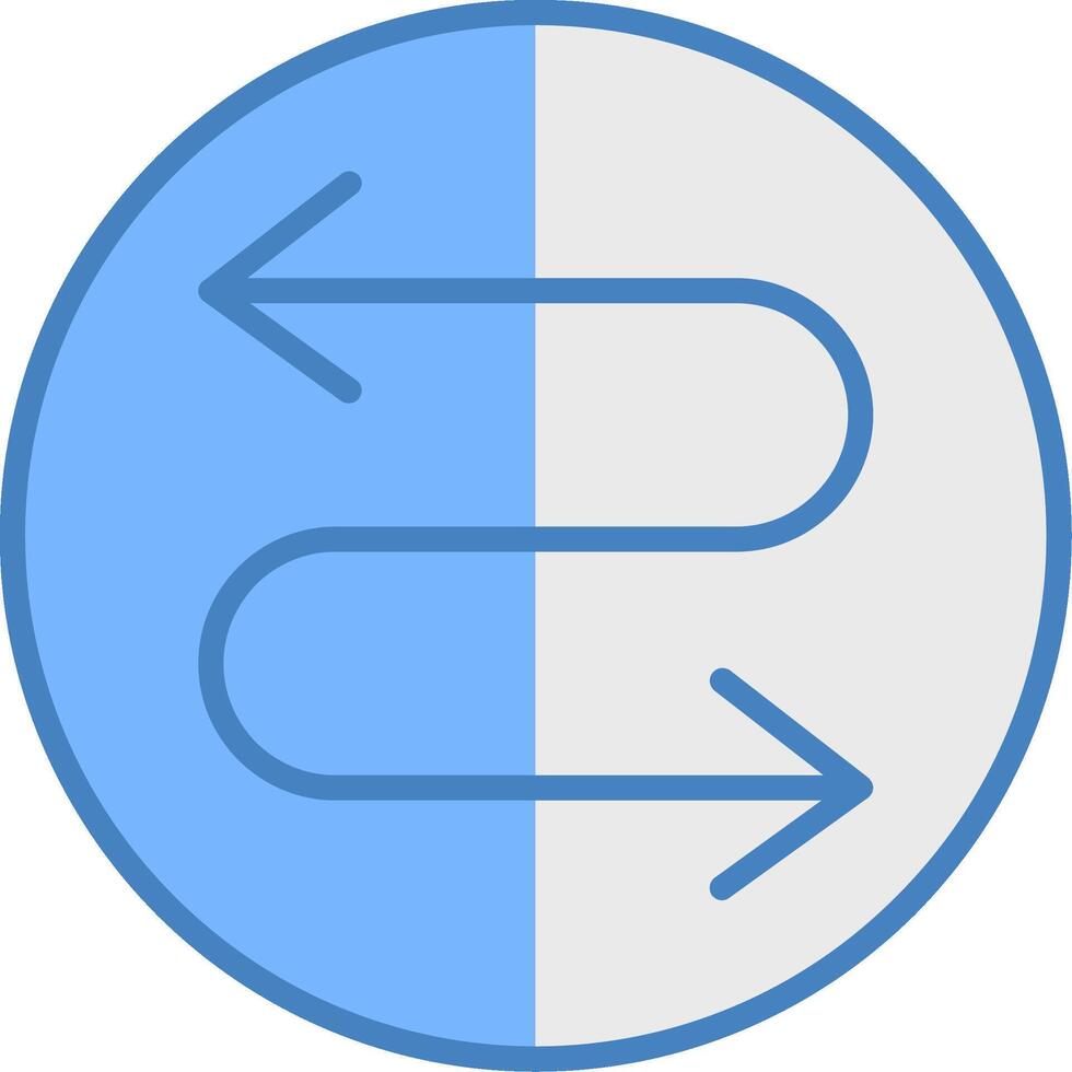 Zigzag Arrow Line Filled Blue Icon vector