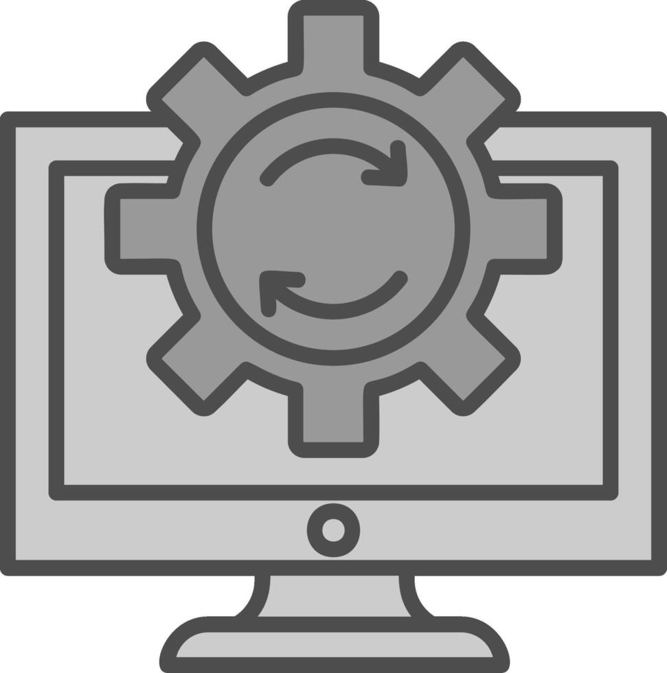 Data Processing Line Filled Greyscale Icon Design vector