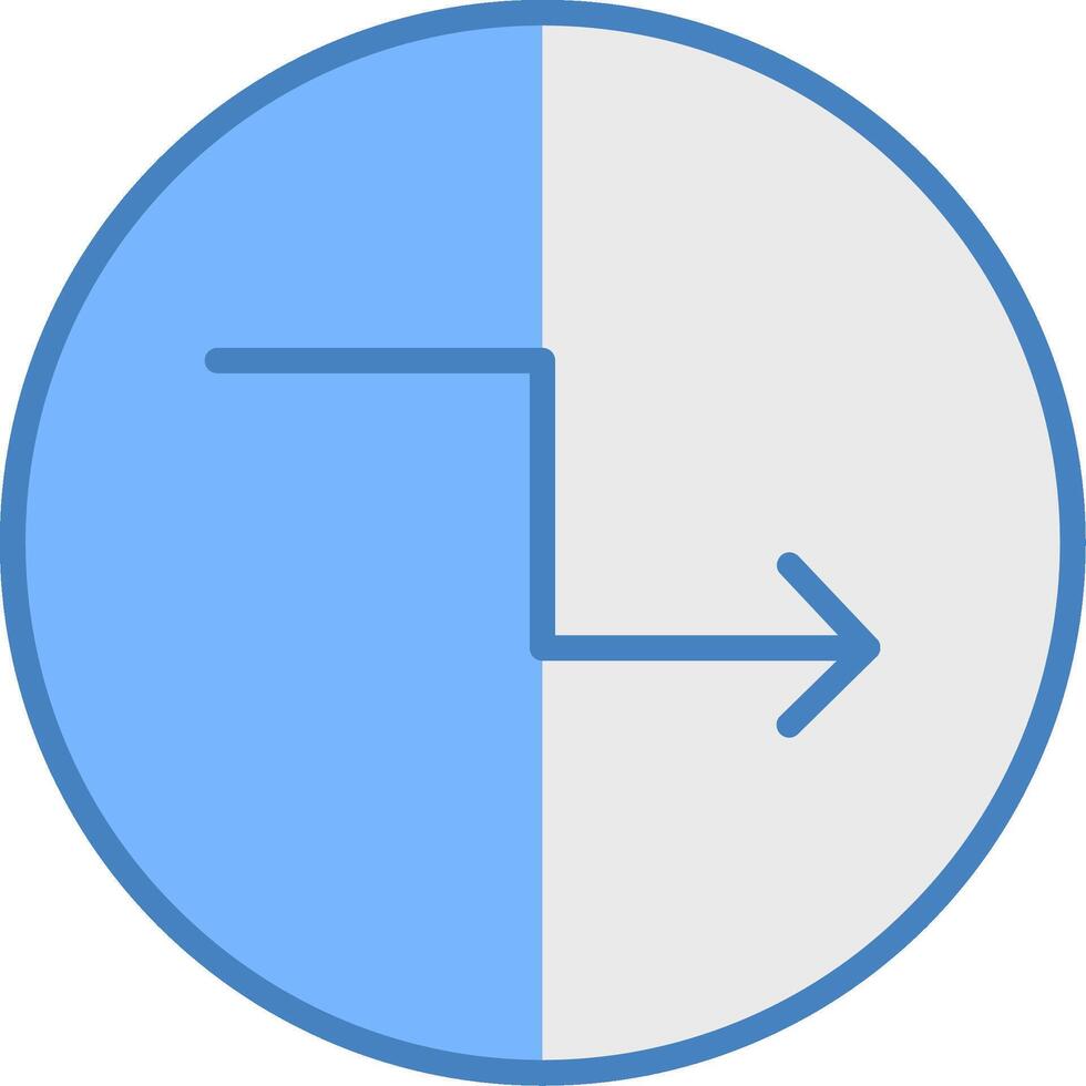 Zigzag Arrow Line Filled Blue Icon vector