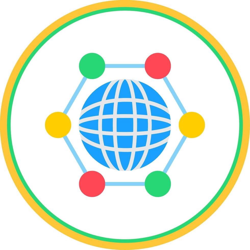 Global Snchronzation Flat Circle Icon vector