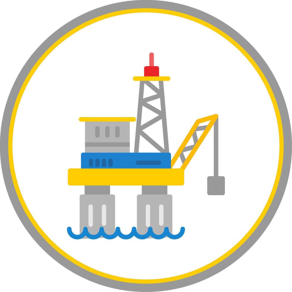 Offshore Platform Flat Circle Icon vector