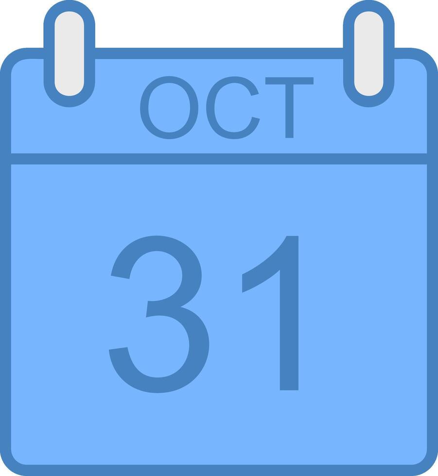 October Line Filled Blue Icon vector