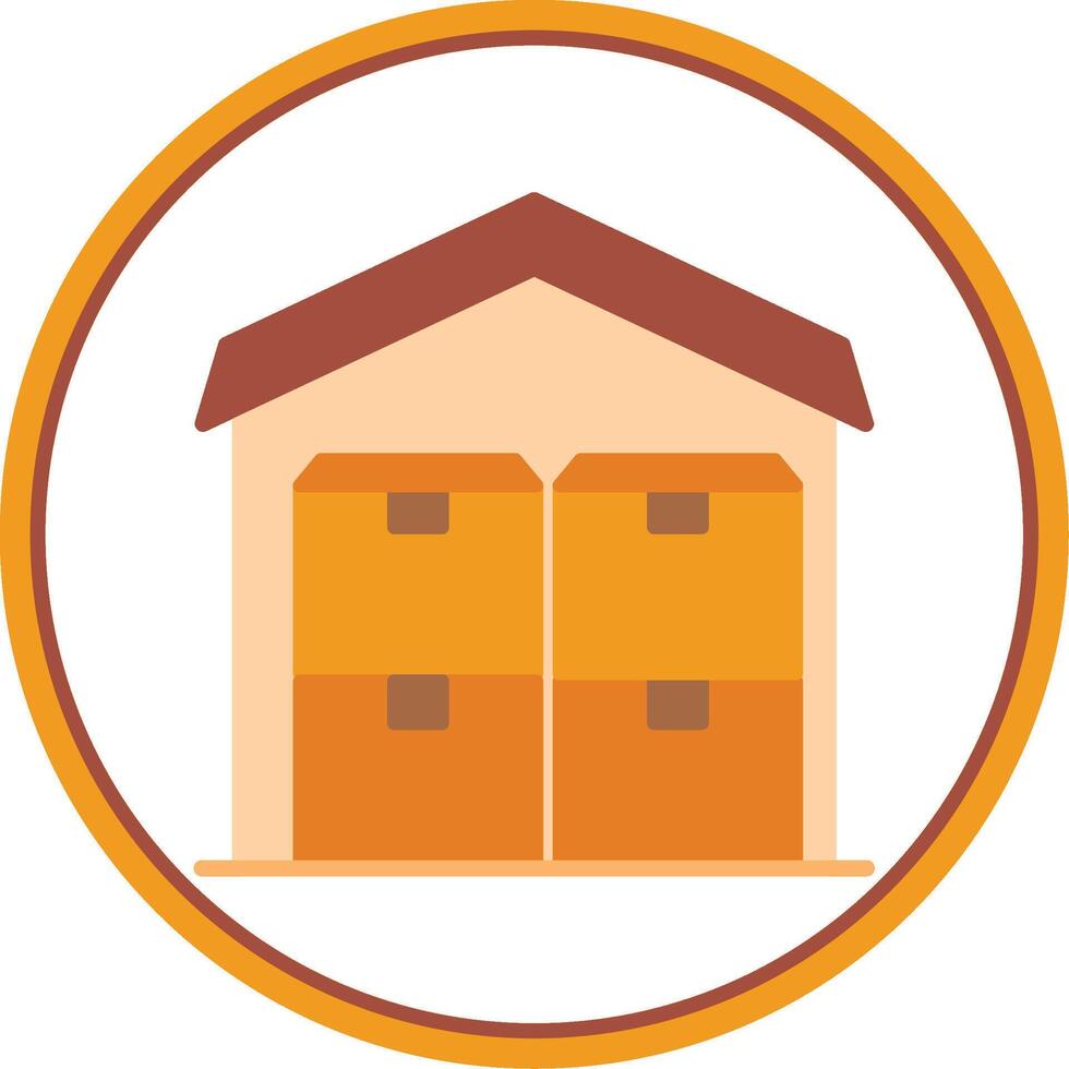 Commercial Warehouse Flat Circle Icon vector