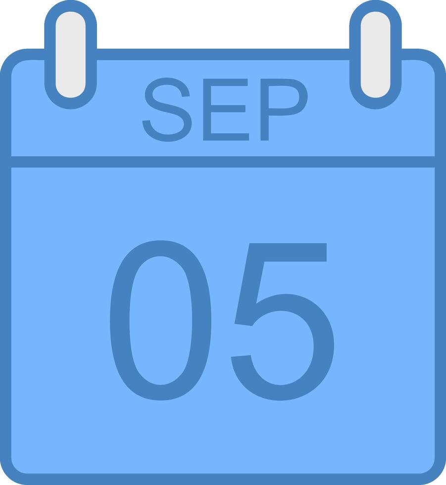 September Line Filled Blue Icon vector