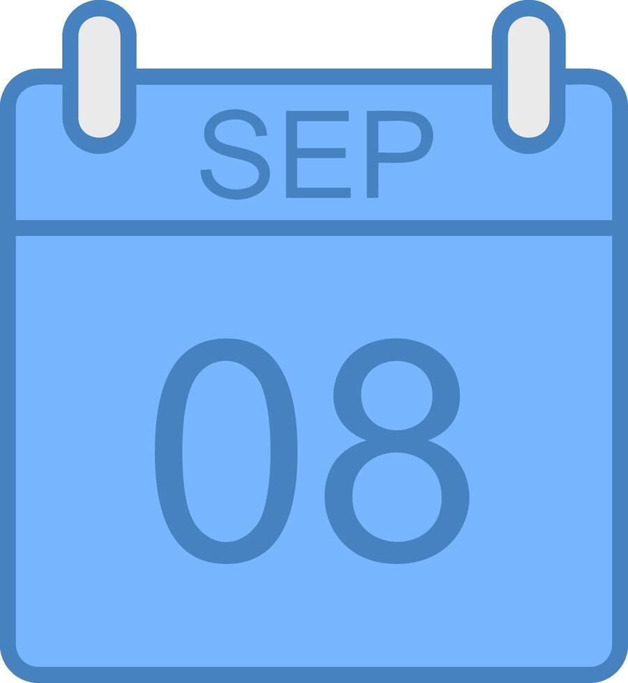 September Line Filled Blue Icon vector