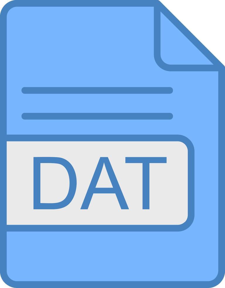 DAT File Format Line Filled Blue Icon vector