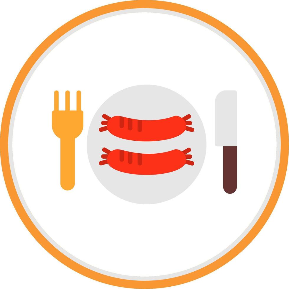 Sausages Flat Circle Icon vector