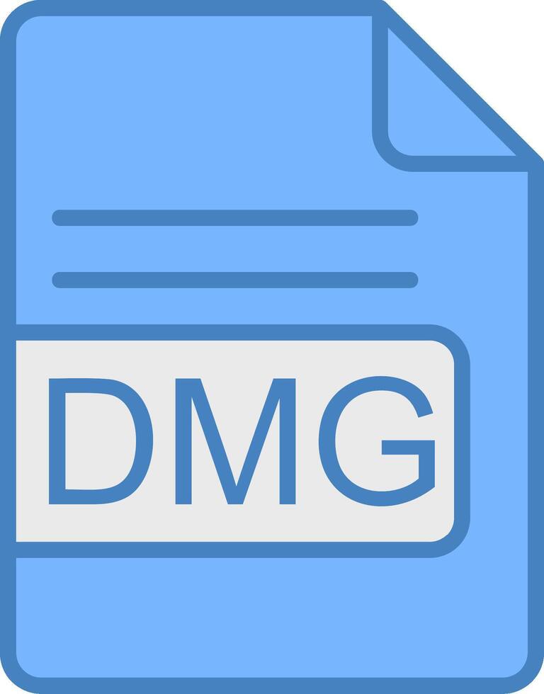 DMG File Format Line Filled Blue Icon vector