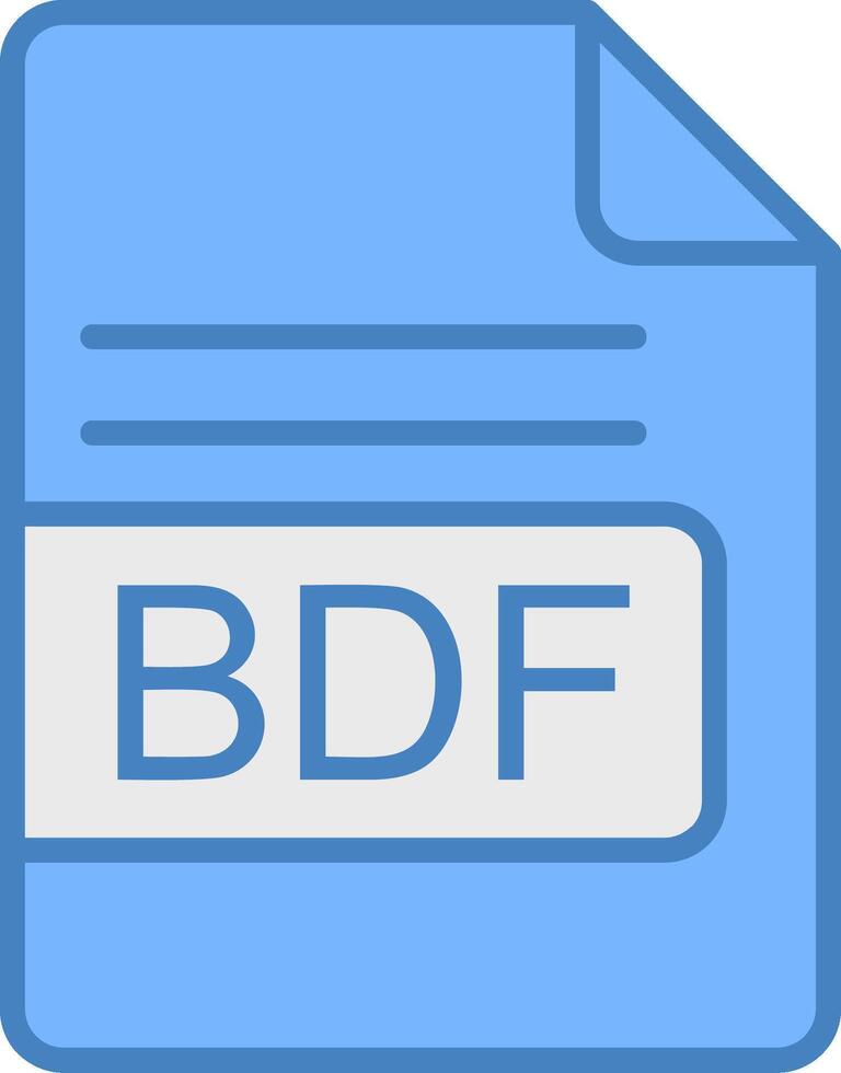 bdf archivo formato línea lleno azul icono vector