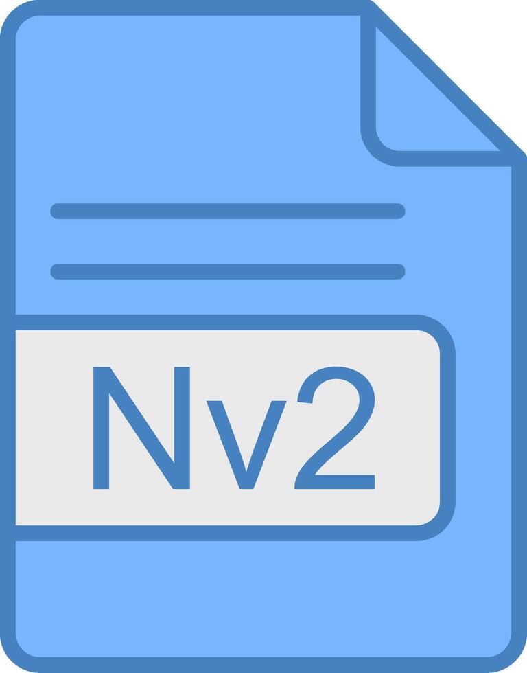 Nv2 File Format Line Filled Blue Icon vector