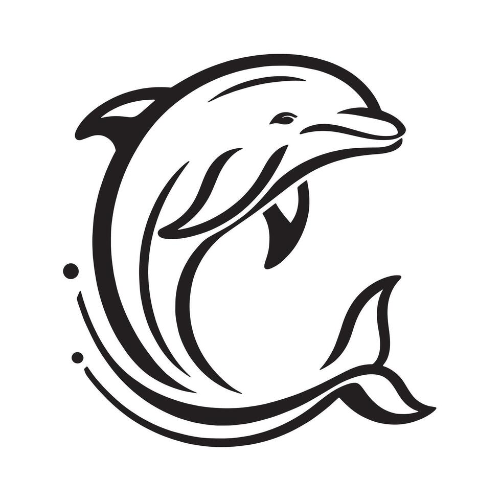 tribal modelo delfín contorno ilustración vector