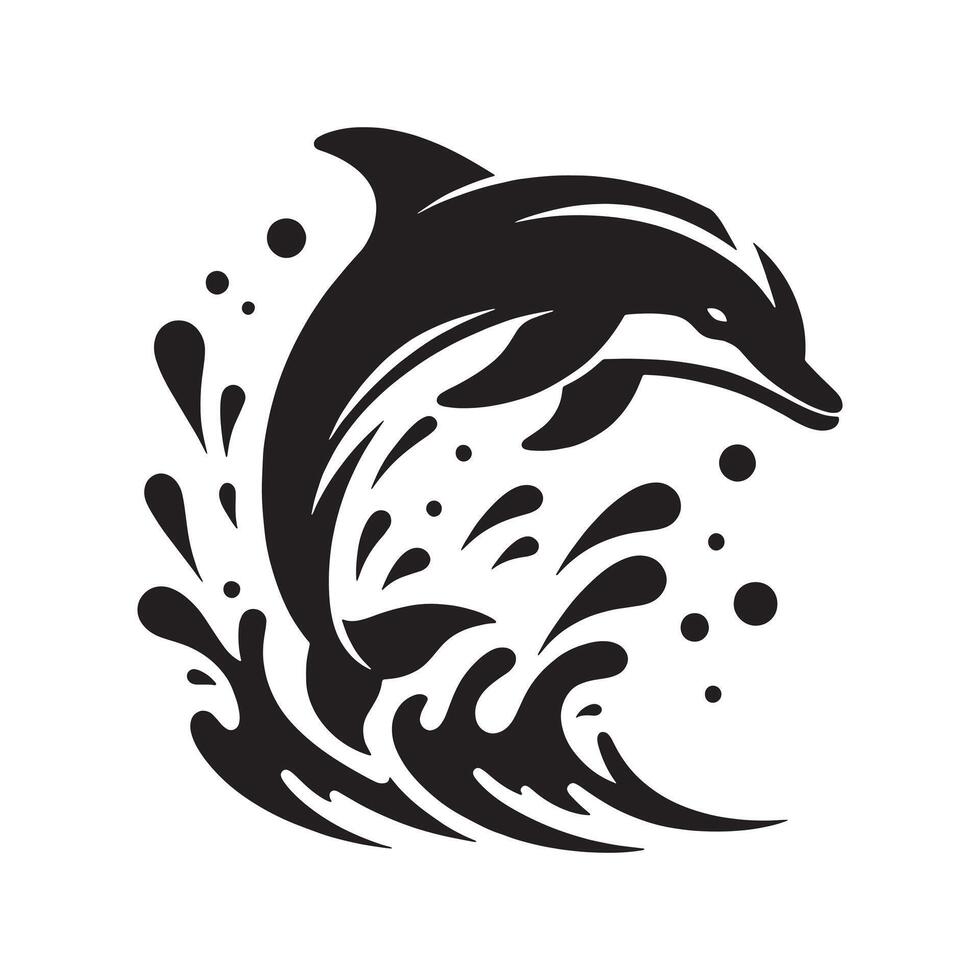 A Dolphin with Wave Silhouette illustration vector