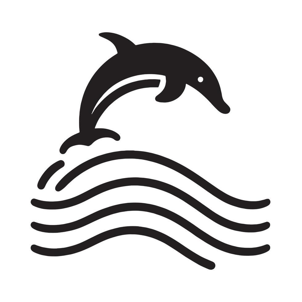 A Dolphin with Wave Silhouette illustration vector