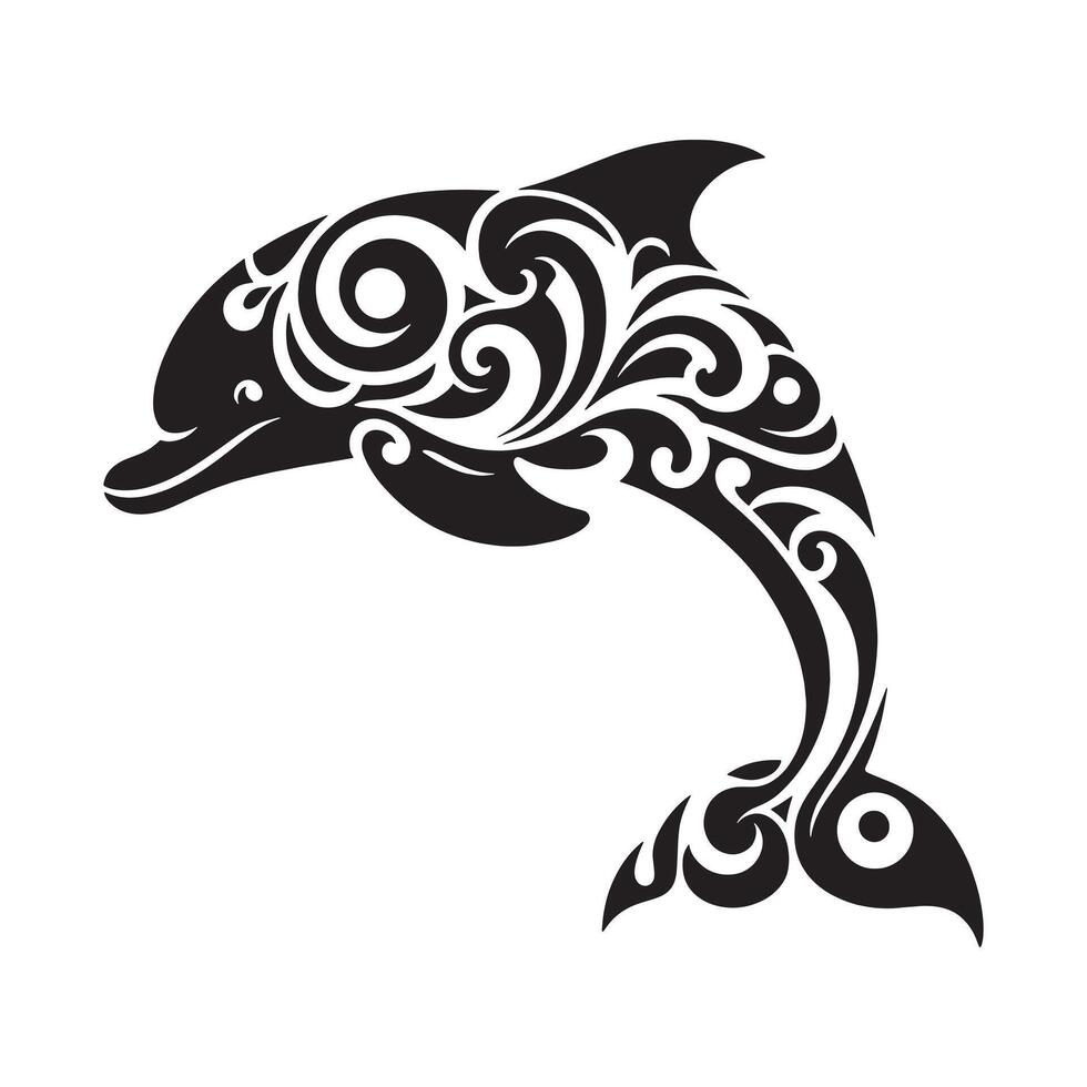 Tribal Pattern Dolphin illustration on a white background vector