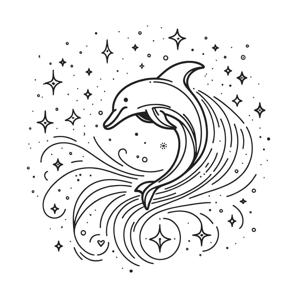 Tribal Pattern Dolphin Outline illustration vector