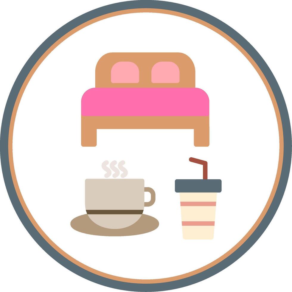 Bed And Breakfast Flat Circle Icon vector