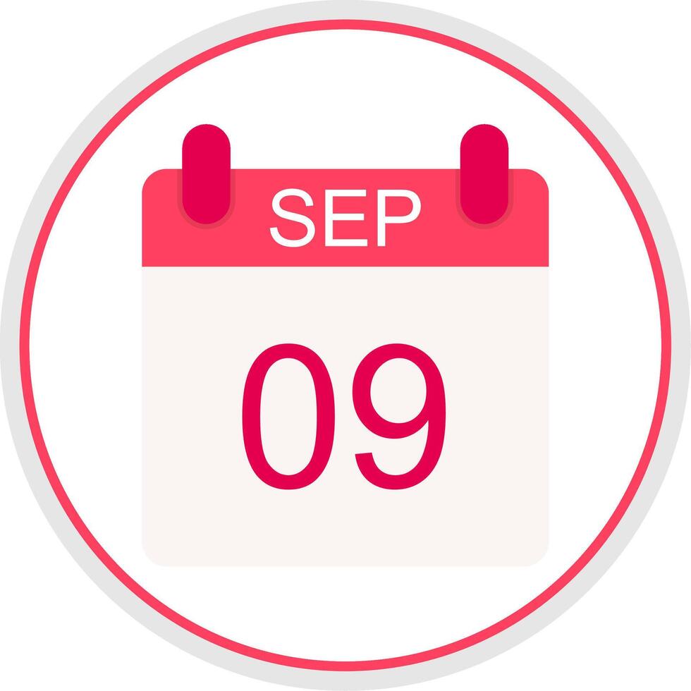 September Flat Circle Icon vector