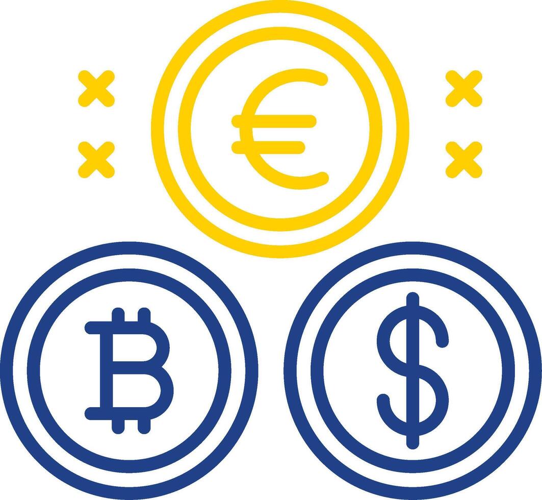 Cryptocurrency Coins Line Two Colour Icon Design vector