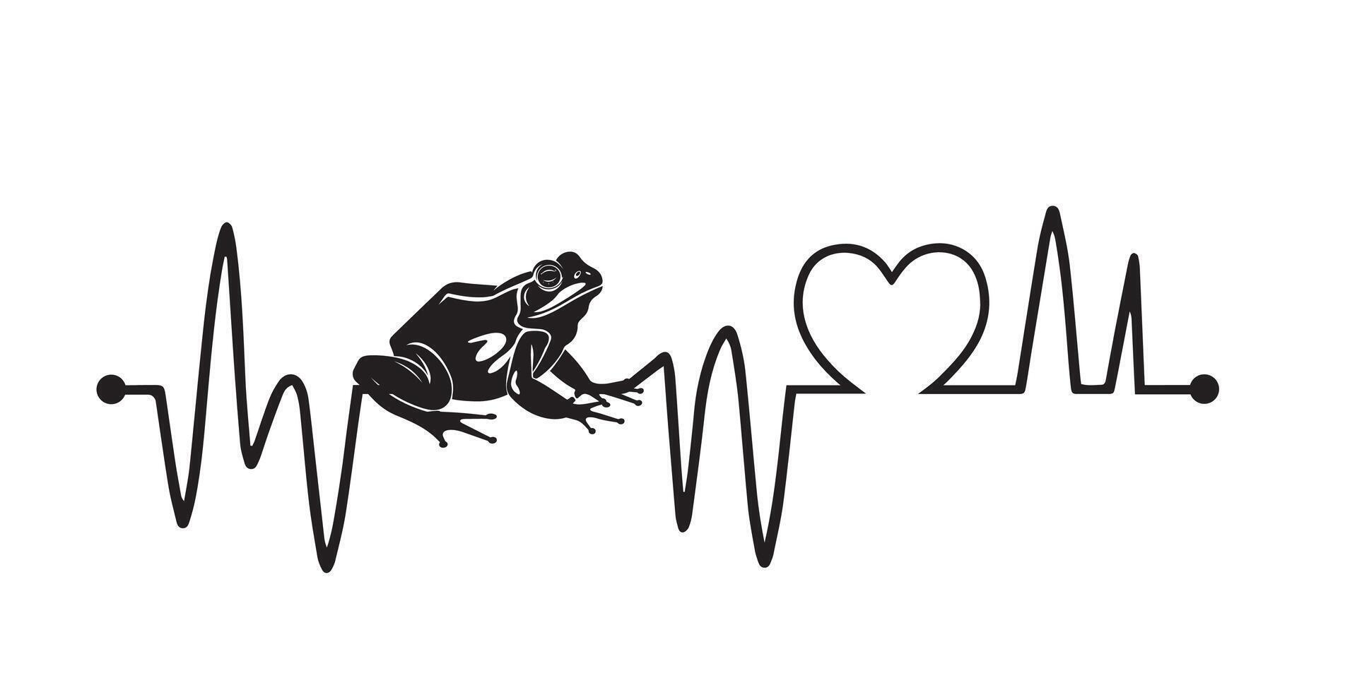 A frog at rest Heartbeat wave illustration vector