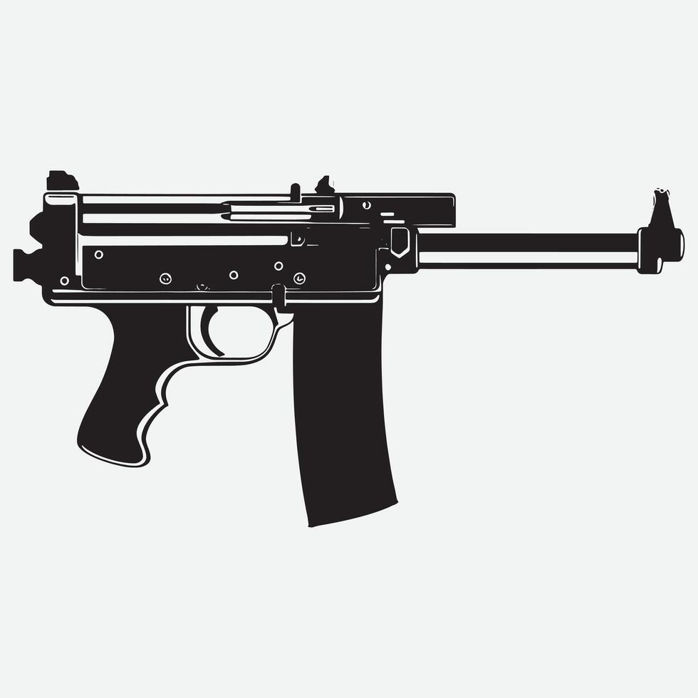 un minimalista negro y blanco ilustración diseño de el Thompson metralleta vector