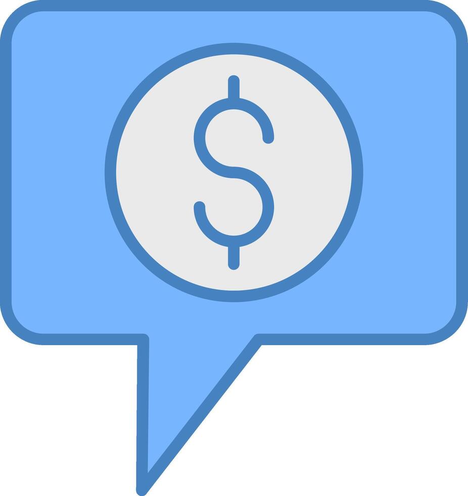 Dollar Chat Line Filled Blue Icon vector