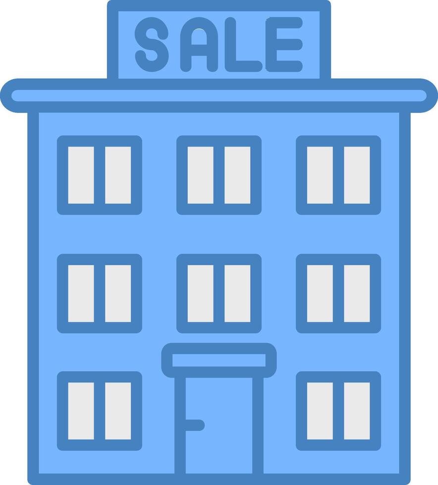 House For Sale Line Filled Blue Icon vector