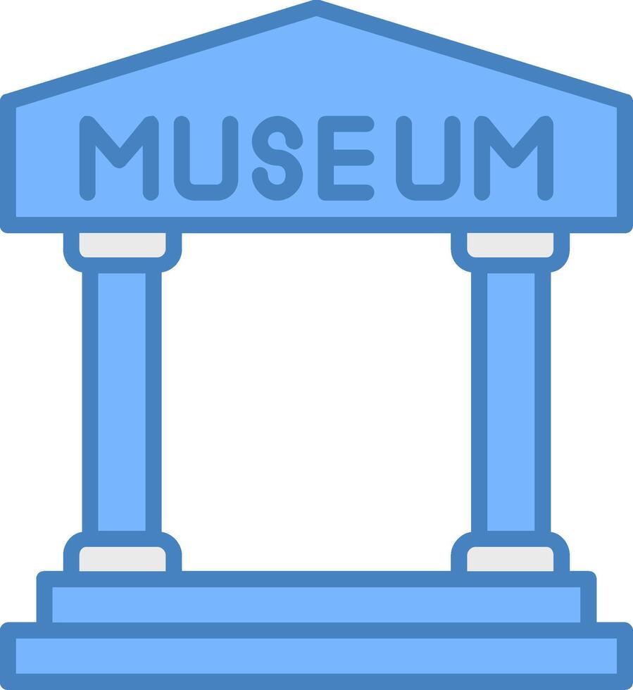 museo línea lleno azul icono vector