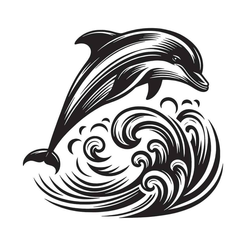 Tribal Pattern Dolphin illustration on a white background vector