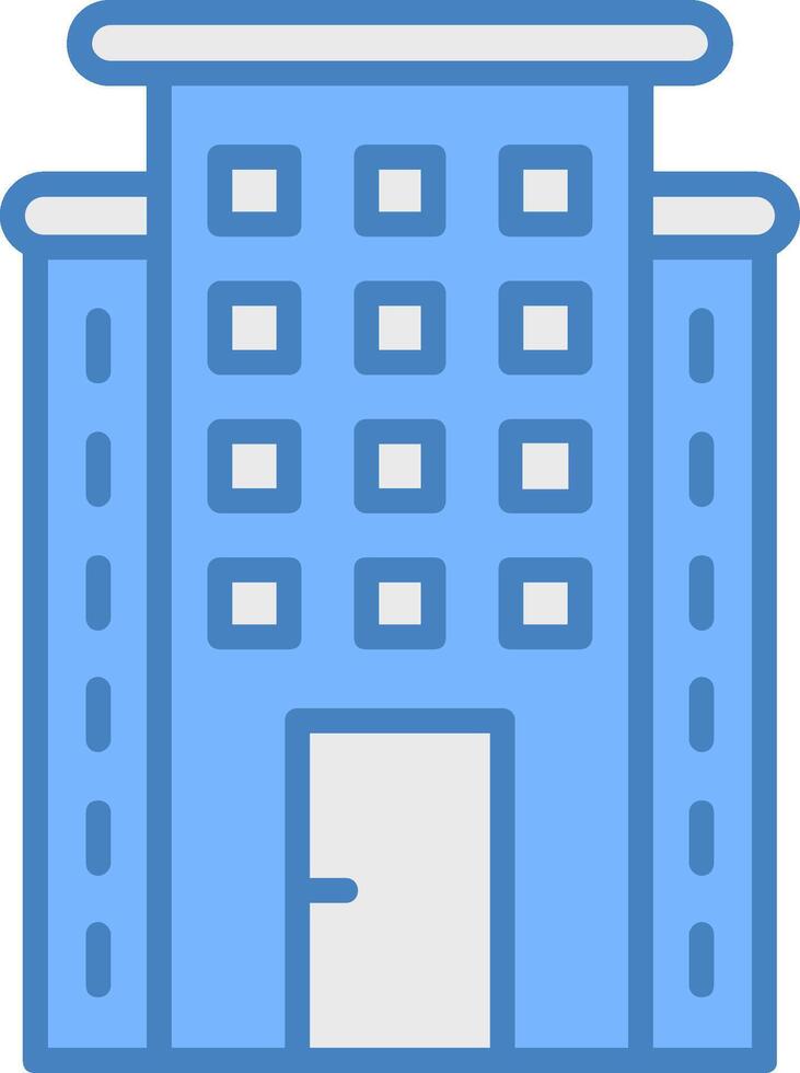 Skyscraper Line Filled Blue Icon vector