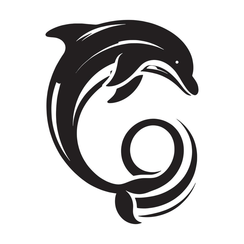 Dolphin Silhouette illustration on a white background vector