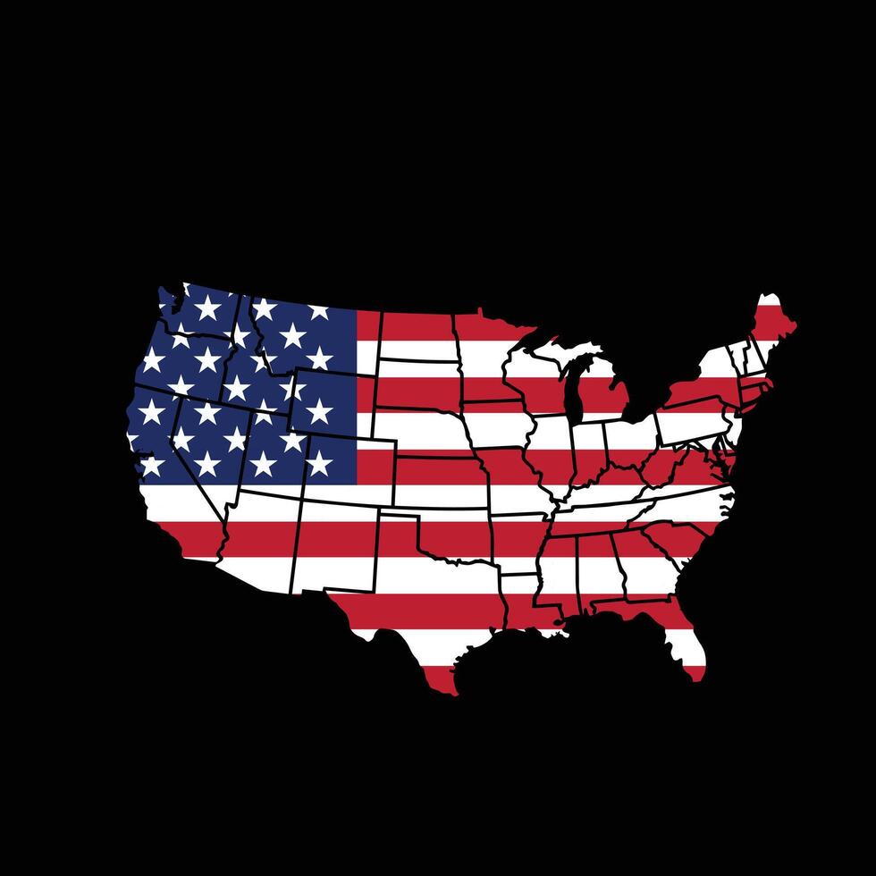American map with flag design illustration vector