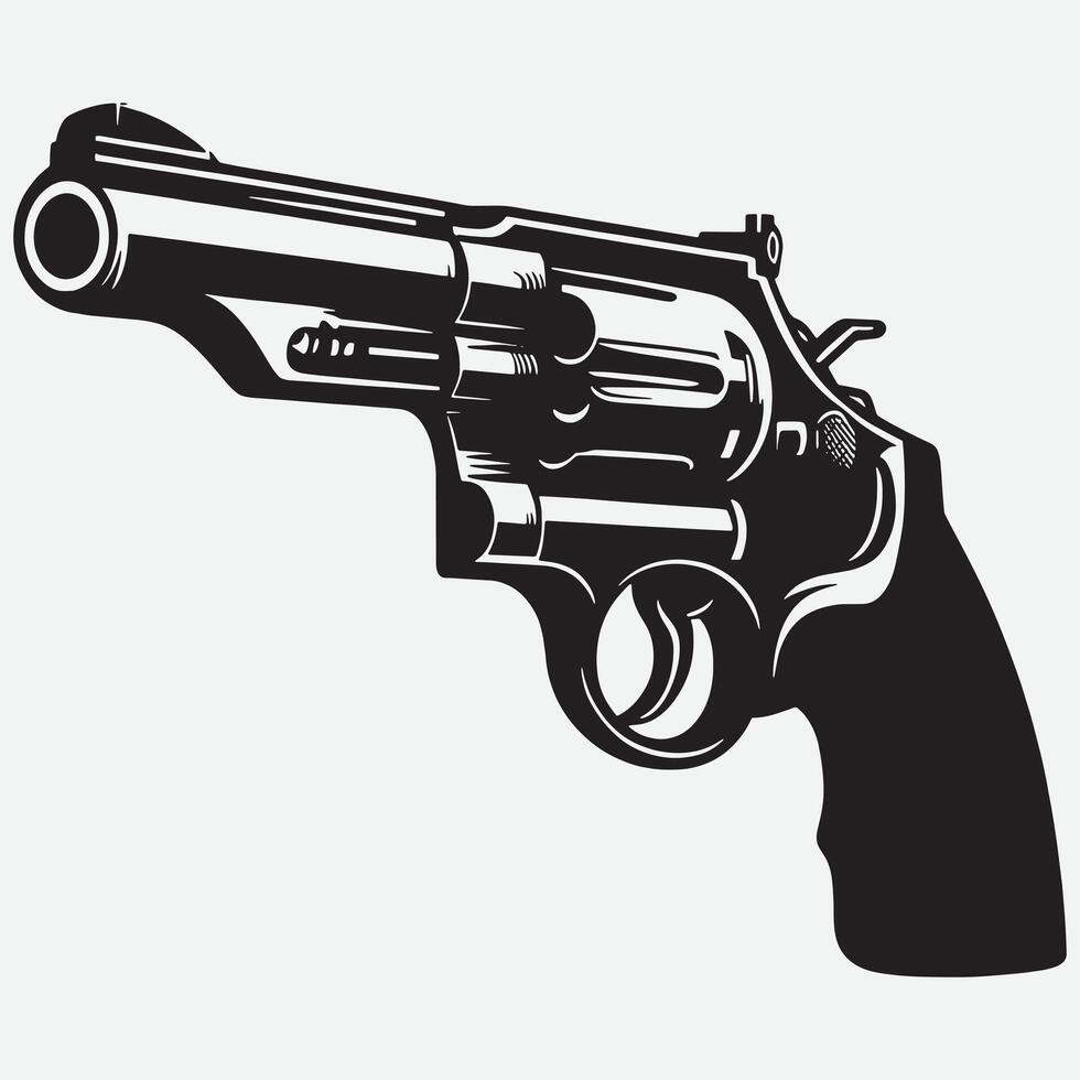 A black and white graphic of the Smith Wesson Model 29 illustration vector